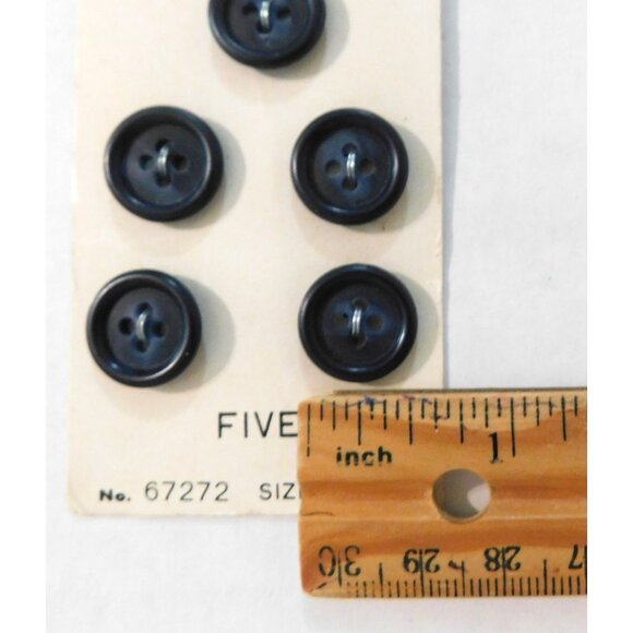 Vintage Sears Buttons Black Set of 5 Round 5/8" Made in Italy - Picture 3 of 3